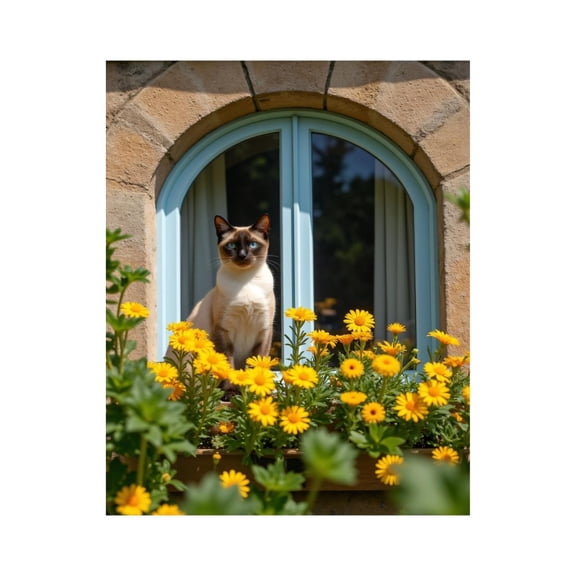 Paint by Numbers Kit for Adults, Cat Window View Flowers Stone Arch Paint by Numbers, Easy Paint by Numbers Kit for Adults Beginner, DIY Adult Paint by Number Kits on Canvas, Home Decor 12x16in