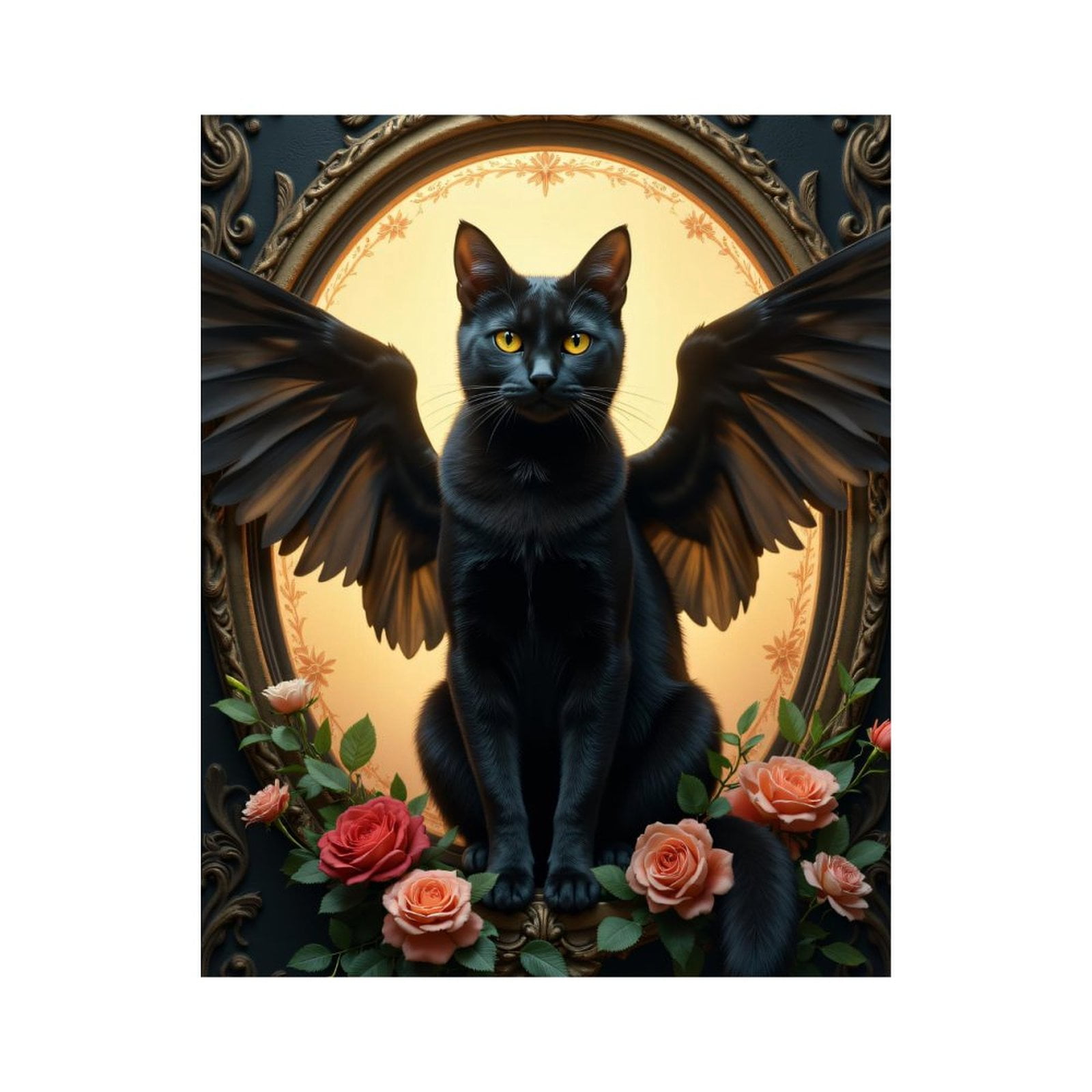 Paint by Numbers Kit for Adults, Cat Wings Roses Ornate Frame Paint by Numbers, Easy Paint by Numbers Kit for Adults Beginner, DIY Adult Paint by Number Kits on Canvas, Home Decor