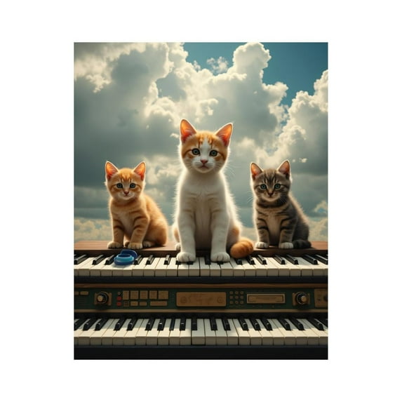 Paint by Numbers Kit for Adults, Cats Piano Clouds Melody Sky Paint by Numbers, Easy Paint by Numbers Kit for Adults Beginner, DIY Adult Paint by Number Kits on Canvas, Home Decor