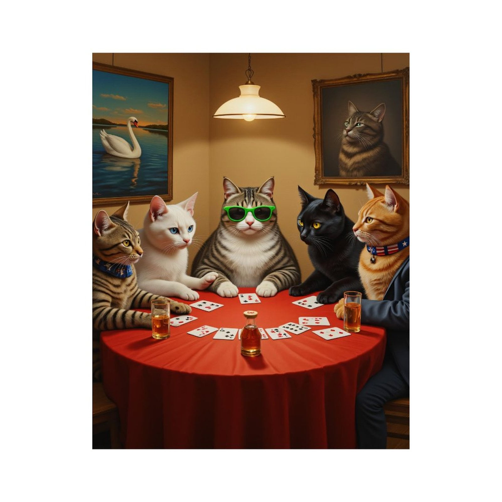Paint by Numbers Kit for Adults, Cats Poker Party Art Round Table Paint by Numbers, Easy Paint by Numbers Kit for Adults Beginner, DIY Adult Paint by Number Kits on Canvas, Home Decor