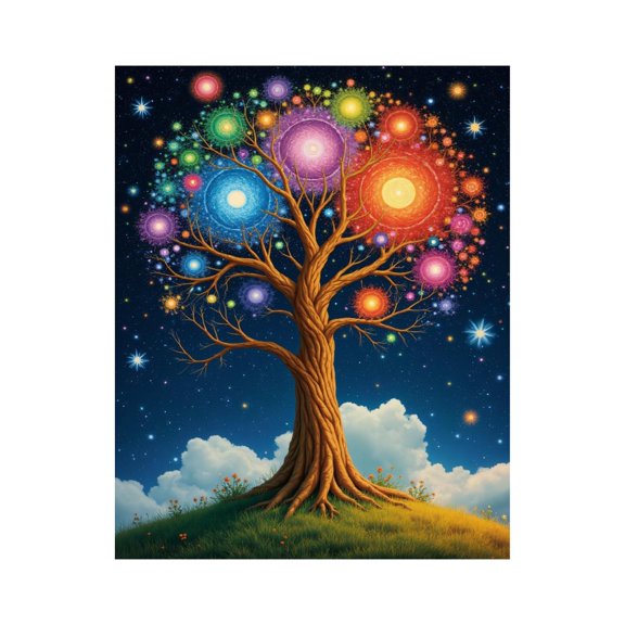 Paint by Numbers Kit for Adults, Celestial Tree of Vibrant Stars Paint by Numbers, Easy Paint by Numbers Kit for Adults Beginner, DIY Adult Paint by Number Kits on Canvas, Home Decor 12x16in