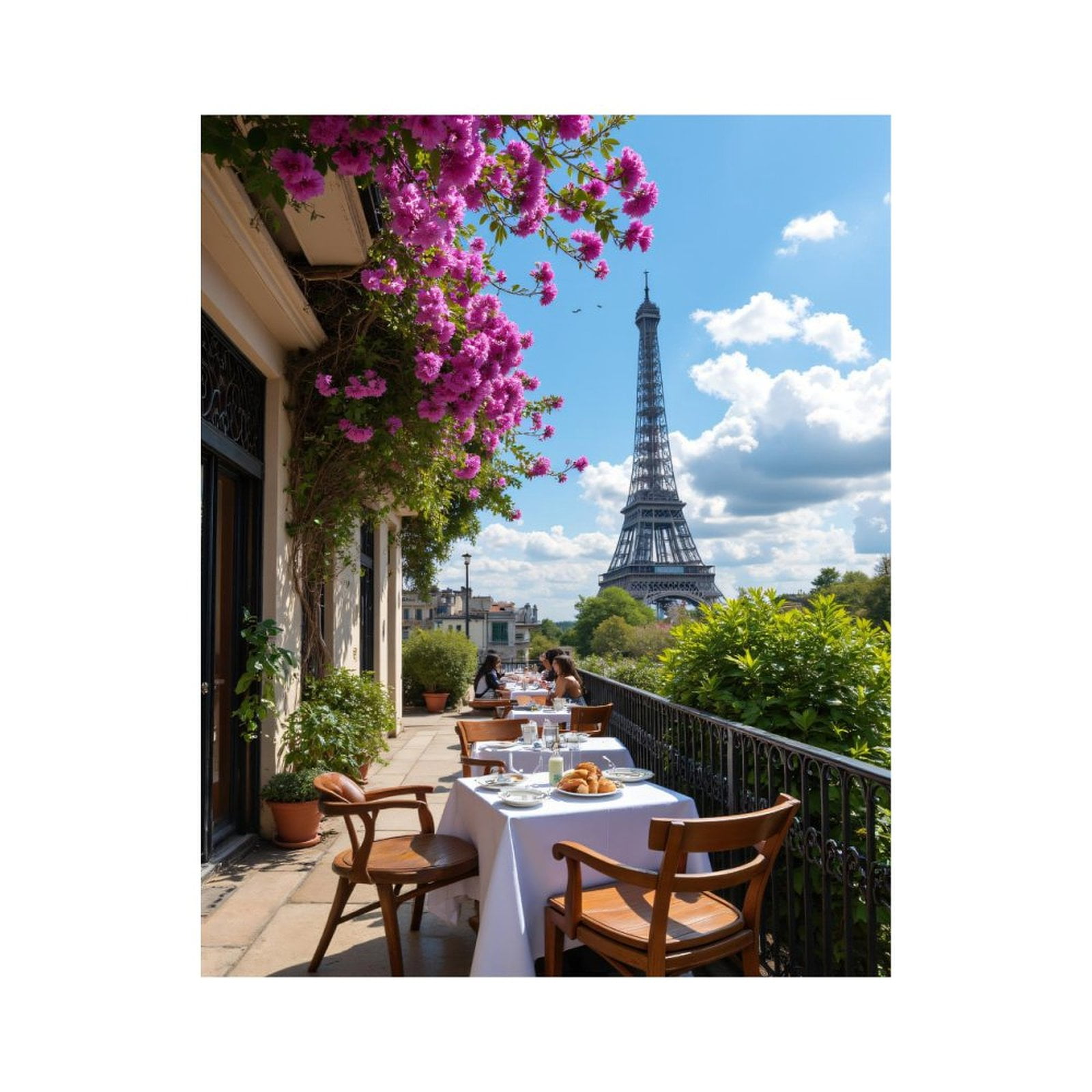 Paint by Numbers Kit for Adults, Charming Paris Balcony Brunch Scene Paint by Numbers, Easy Paint by Numbers Kit for Adults Beginner, DIY Adult Paint by Number Kits on Canvas, Home Decor