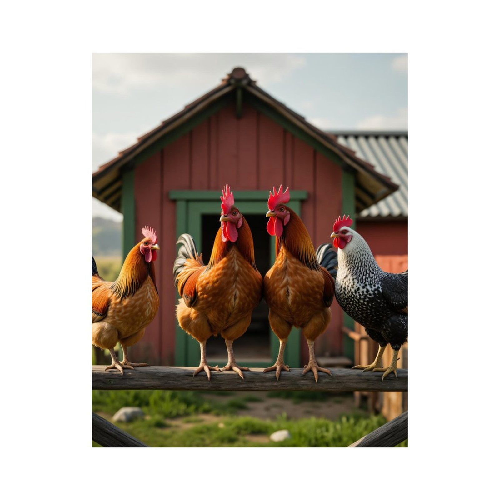 Paint by Numbers Kit for Adults, Chickens On Farm Fence Paint by Numbers, Easy Paint by Numbers Kit for Adults Beginner, DIY Adult Paint by Number Kits on Canvas, Home Decor