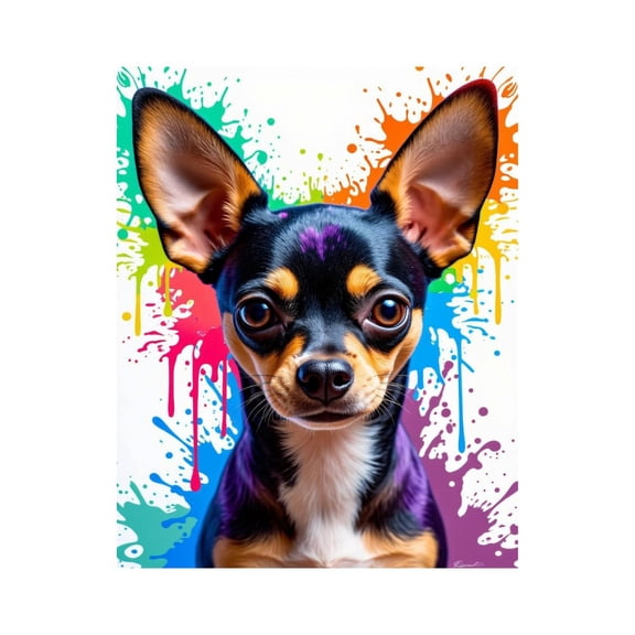 Paint by Numbers Kit for Adults, Chihuahua Colorful Art Splatter Paint by Numbers, Easy Paint by Numbers Kit for Adults Beginner, DIY Adult Paint by Number Kits on Canvas, 12x16in Home Decor