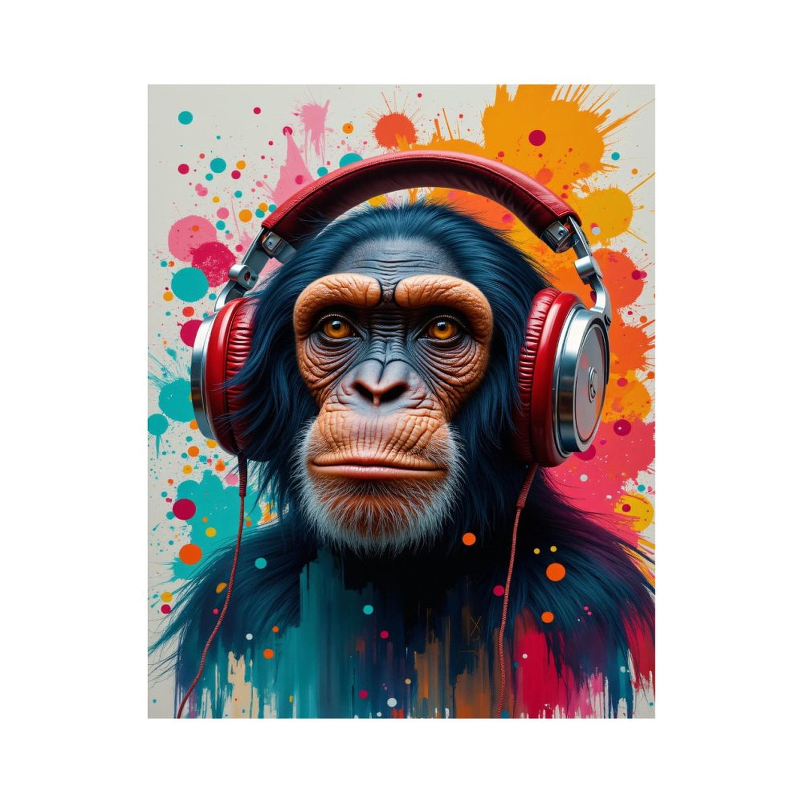 Paint by Numbers Kit for Adults, Chimp Music Art Headphones Splatter ...