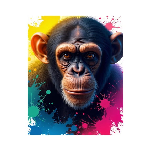 Paint by Numbers Kit for Adults, Chimpanzee Colorful Splatter Art Paint by Numbers, Easy Paint by Numbers Kit for Adults Beginner, DIY Adult Paint by Number Kits on Canvas, Home Decor