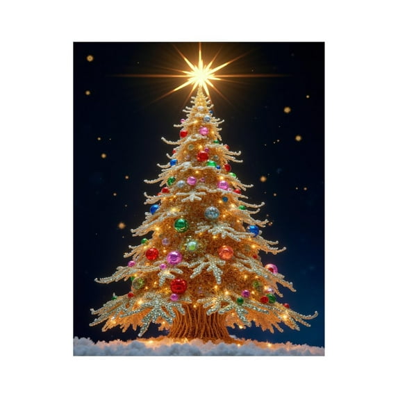 Paint by Numbers Kit for Adults, Christmas Tree Lights Festive Decorations Paint by Numbers, Easy Paint by Numbers Kit for Adults Beginner, DIY Adult Paint by Number Kits on Canvas, Home Decor
