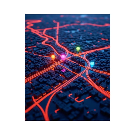 Paint by Numbers Kit for Adults, City Map Neon Pins Night Roads Paint by Numbers, Easy Paint by Numbers Kit for Adults Beginner, DIY Adult Paint by Number Kits on Canvas, Home Decor