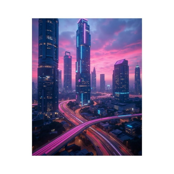 Paint by Numbers Kit for Adults, Cityscape Skyline Neon Sunset Paint by Numbers, Easy Paint by Numbers Kit for Adults Beginner, DIY Adult Paint by Number Kits on Canvas, 12x16in Home Decor