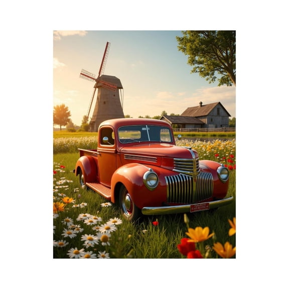 Paint by Numbers Kit for Adults, Classic Truck Windmill Field Scene Paint by Numbers, Easy Paint by Numbers Kit for Adults Beginner, DIY Adult Paint by Number Kits on Canvas, Home Decor