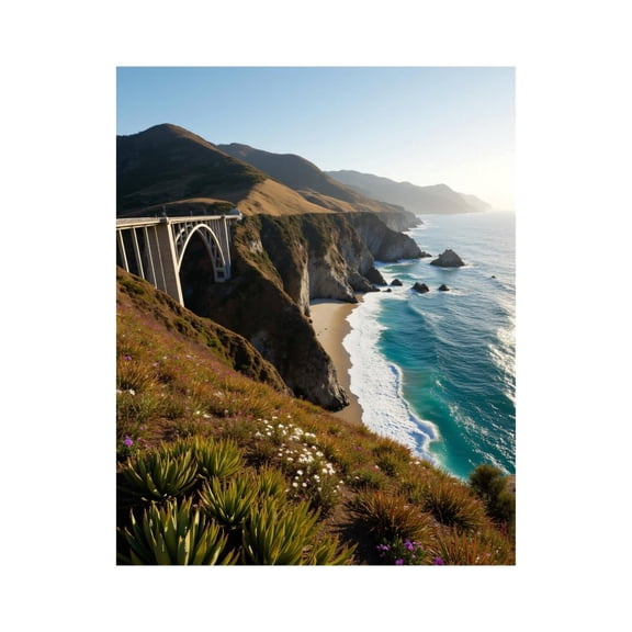 Paint by Numbers Kit for Adults, Coastal Bridge Scenic Cliffs Ocean Paint by Numbers, Easy Paint by Numbers Kit for Adults Beginner, DIY Adult Paint by Number Kits on Canvas, 12x16in Home Decor