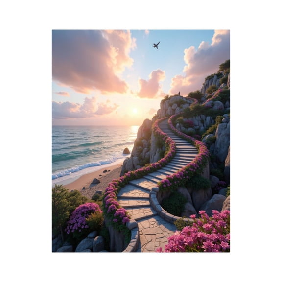 Paint by Numbers Kit for Adults, Coastal Pathway Sunrise Paint by Numbers, Easy Paint by Numbers Kit for Adults Beginner, DIY Adult Paint by Number Kits on Canvas, Home Decor 12x16in