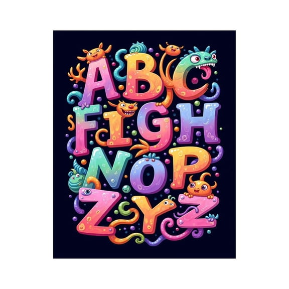 Paint by Numbers Kit for Adults, Colorful Alphabet Monster Art Paint by Numbers, Easy Paint by Numbers Kit for Adults Beginner, DIY Adult Paint by Number Kits on Canvas, 12x16in Home Decor