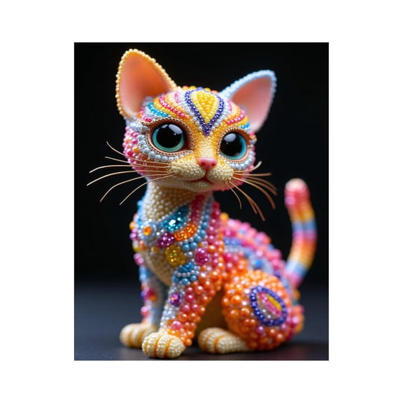 Paint by Numbers Kit for Adults, Colorful Beaded Cat Sculpture Paint by Numbers, Easy Paint by Numbers Kit for Adults Beginner, DIY Adult Paint by Number Kits on Canvas, Home Decor 12x16in