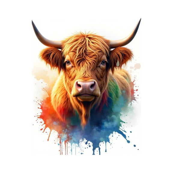 Paint by Numbers Kit for Adults, Colorful Bovine Art Splatter Paint by Numbers, Easy Paint by Numbers Kit for Adults Beginner, DIY Adult Paint by Number Kits on Canvas, Home Decor 12x16in