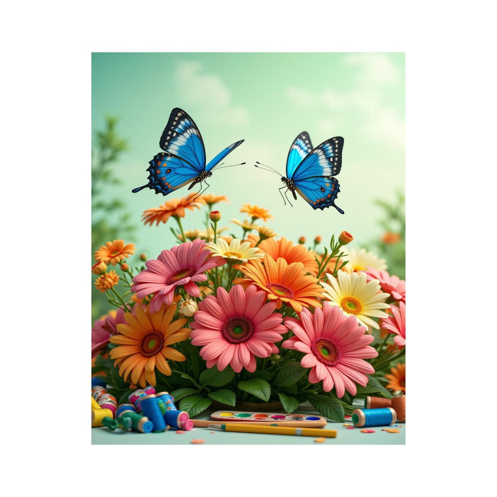 Paint by Numbers Kit for Adults, Colorful Butterflies Flowers Art ...