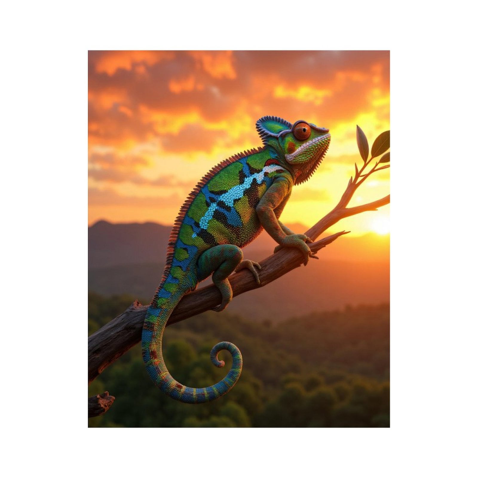 Paint by Numbers Kit for Adults, Colorful Chameleon Sunset Perch Paint by Numbers, Easy Paint by Numbers Kit for Adults Beginner, DIY Adult Paint by Number Kits on Canvas, Home Decor
