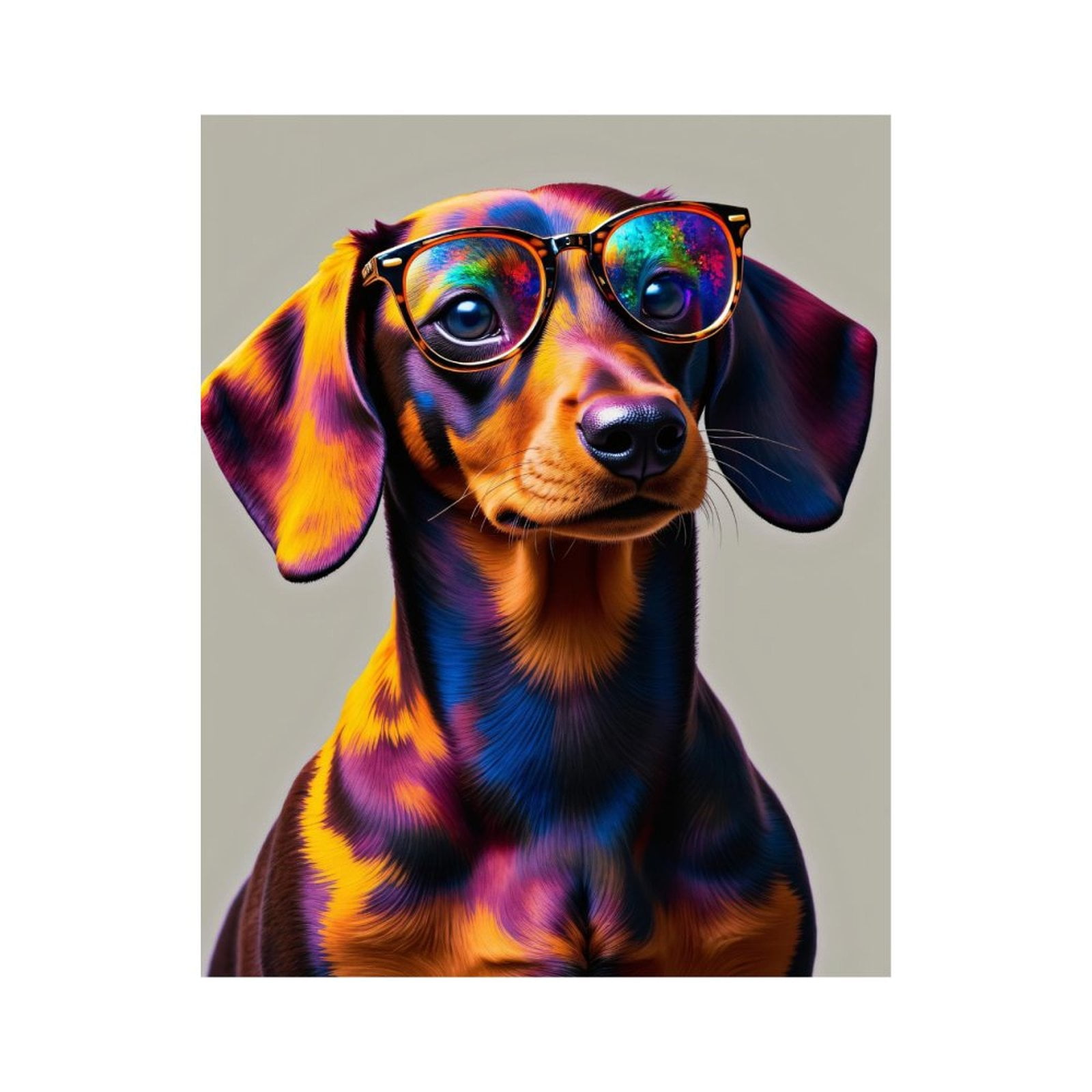 Paint by Numbers Kit for Adults, Colorful Dachshund with Glasses Paint by Numbers, Easy Paint by Numbers Kit for Adults Beginner, DIY Adult Paint by Number Kits on Canvas, Home Decor