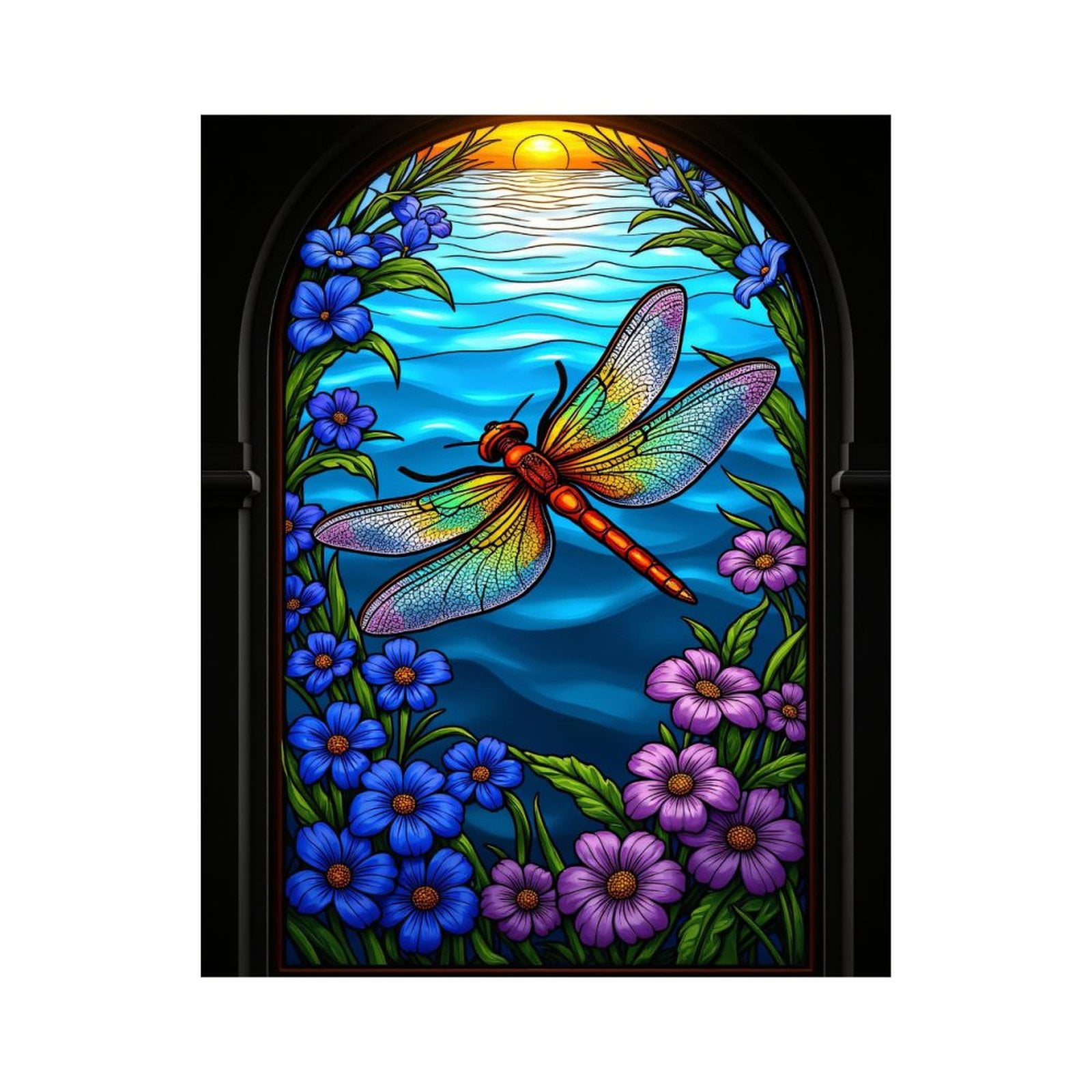 Paint by Numbers Kit for Adults, Colorful Dragonfly Stained Glass Scene Paint by Numbers, Easy Paint by Numbers Kit for Adults Beginner, DIY Adult Paint by Number Kits on Canvas, Home Decor