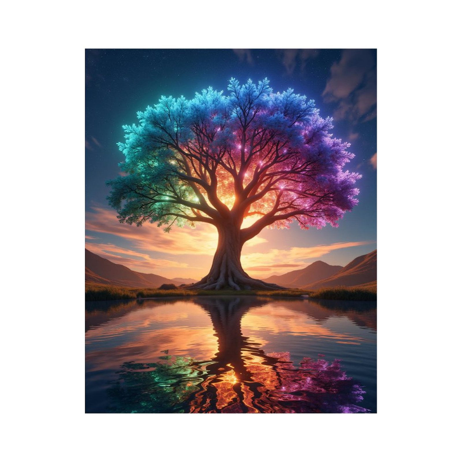 Paint by Numbers Kit for Adults, Colorful Dreamscape Tree Reflection Paint by Numbers, Easy Paint by Numbers Kit for Adults Beginner, DIY Adult Paint by Number Kits on Canvas, Home Decor