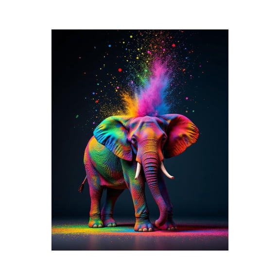 Paint by Numbers Kit for Adults, Colorful Elephant Vibrant Paint Splatter Paint by Numbers, Easy Paint by Numbers Kit for Adults Beginner, DIY Adult Paint by Number Kits on Canvas, 12x16in Home Decor