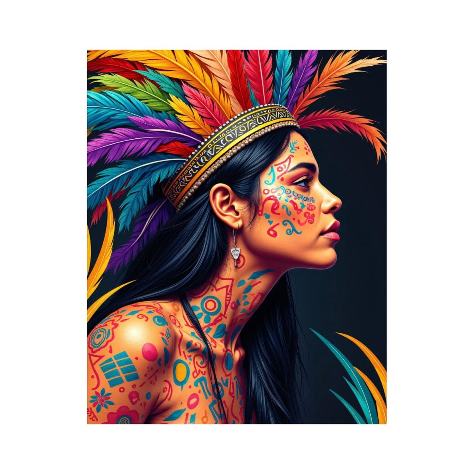 Paint by Numbers Kit for Adults, Colorful Feathered Tribal Portrait ...