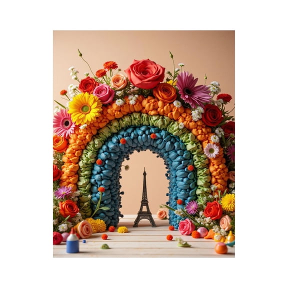 Paint by Numbers Kit for Adults, Colorful Floral Arch Eiffel Model Paint by Numbers, Easy Paint by Numbers Kit for Adults Beginner, DIY Adult Paint by Number Kits on Canvas, 12x16in Home Decor