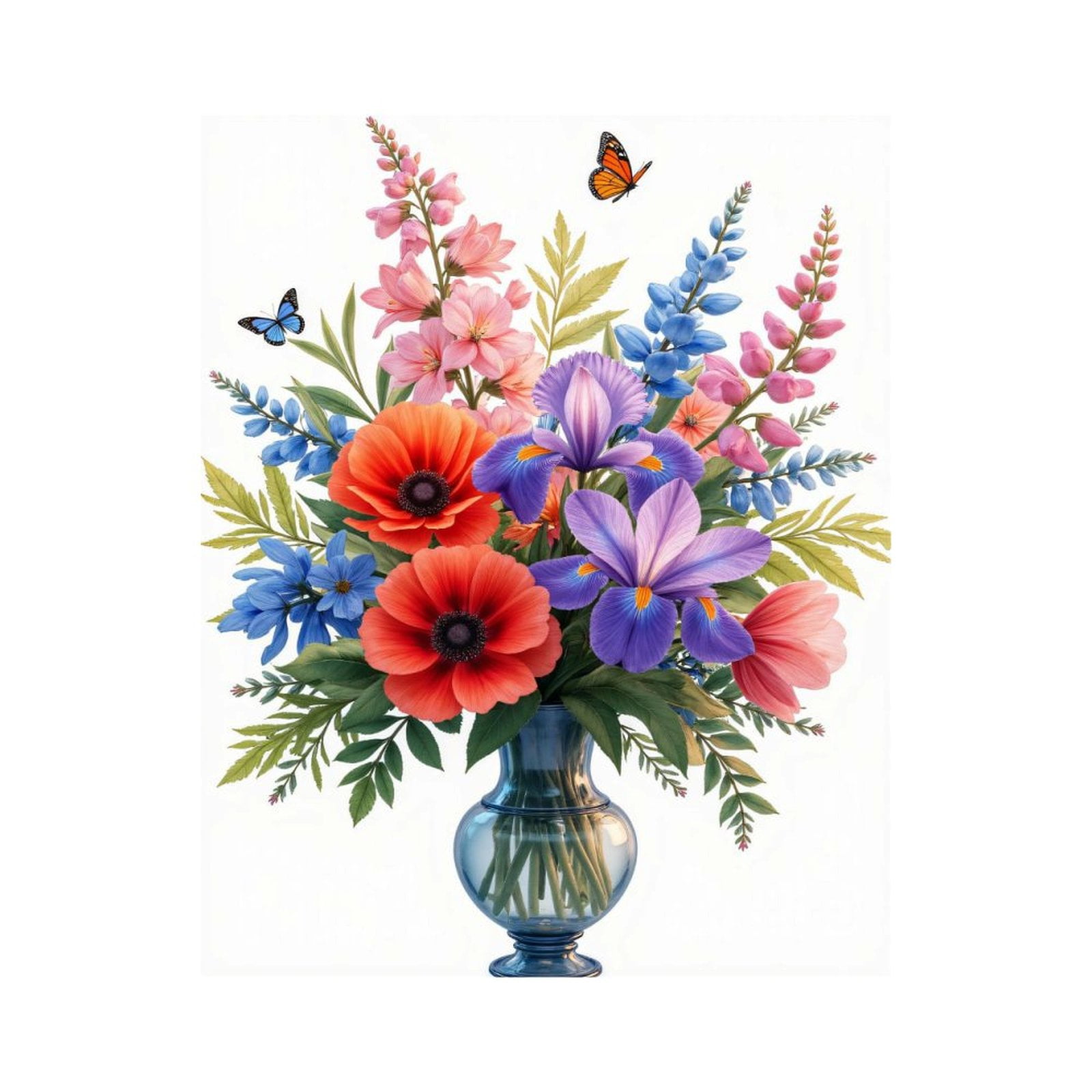Paint by Numbers Kit for Adults, Colorful Floral Bouquet Butterflies ...
