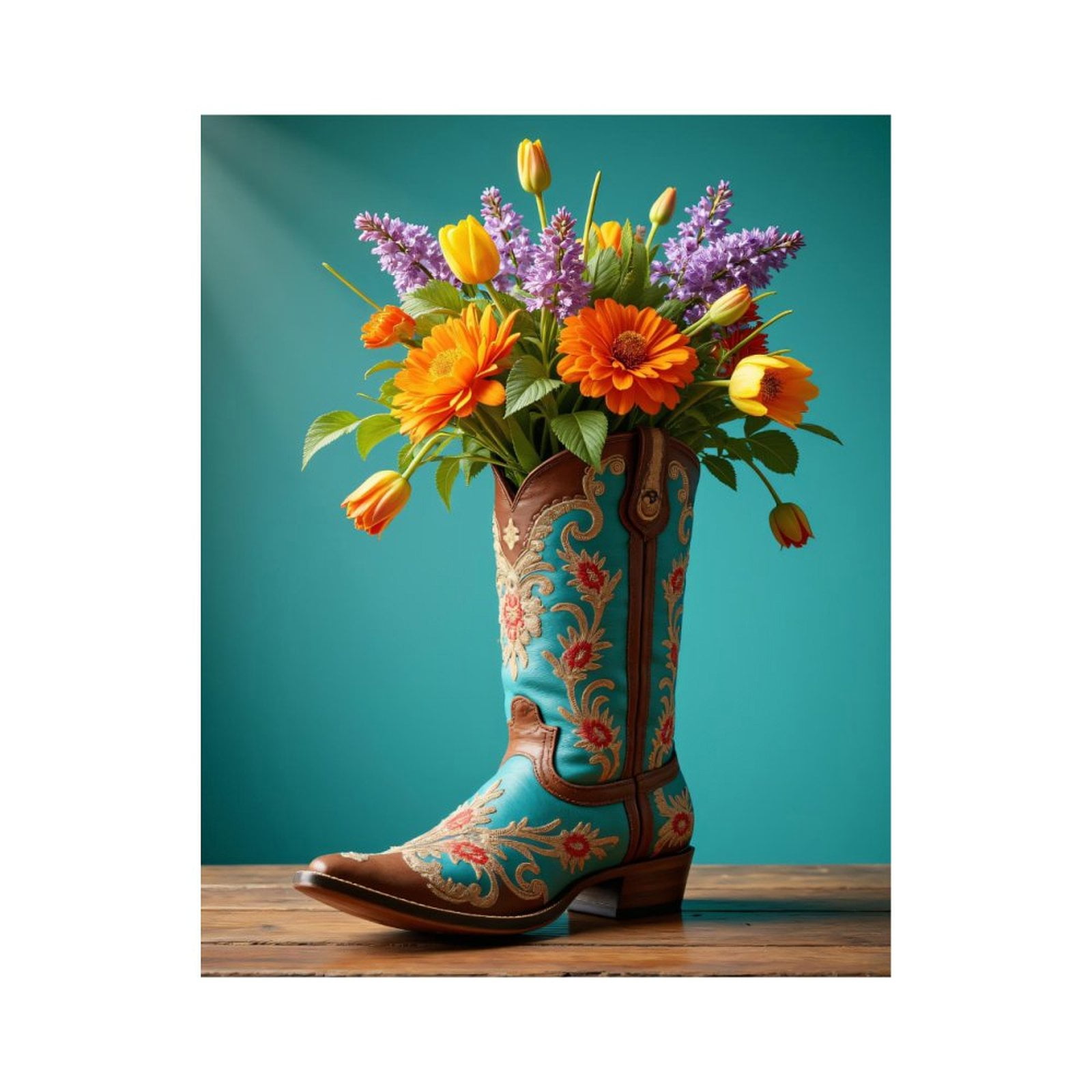 Paint by Numbers Kit for Adults, Colorful Floral Cowboy Boot Display Paint by Numbers, Easy Paint by Numbers Kit for Adults Beginner, DIY Adult Paint by Number Kits on Canvas, 12x16in Home Decor