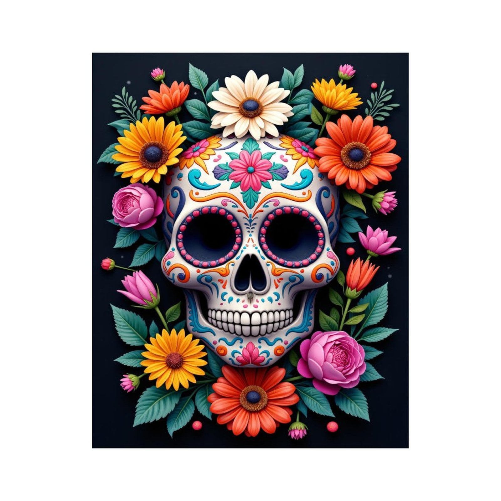 Paint by Numbers Kit for Adults, Colorful Floral Skull Design Paint by Numbers, Easy Paint by Numbers Kit for Adults Beginner, DIY Adult Paint by Number Kits on Canvas, 12x16in Home Decor