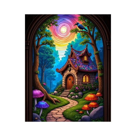 Paint by Numbers Kit for Adults, Colorful Forest Cottage Paint by Numbers, Easy Paint by Numbers Kit for Adults Beginner, DIY Adult Paint by Number Kits on Canvas, Home Decor