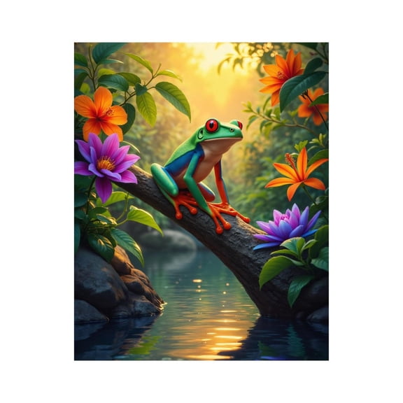 Paint by Numbers Kit for Adults, Colorful Frog Amongst Bright Flowers Paint by Numbers, Easy Paint by Numbers Kit for Adults Beginner, DIY Adult Paint by Number Kits on Canvas, Home Decor