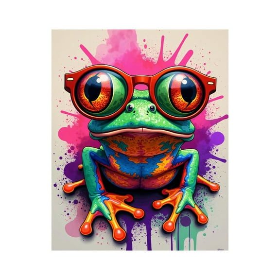 Paint by Numbers Kit for Adults, Colorful Frog With Big Glasses Paint by Numbers, Easy Paint by Numbers Kit for Adults Beginner, DIY Adult Paint by Number Kits on Canvas, 12x16in Home Decor