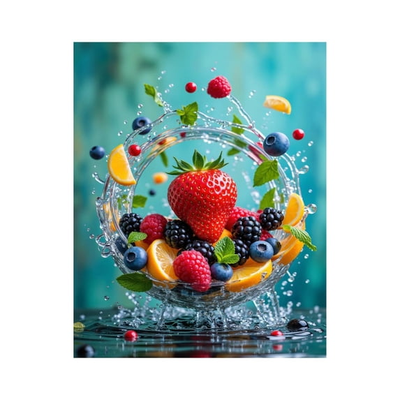 Paint by Numbers Kit for Adults, Colorful Fruit Splash Composition Paint by Numbers, Easy Paint by Numbers Kit for Adults Beginner, DIY Adult Paint by Number Kits on Canvas, 12x16in Home Decor