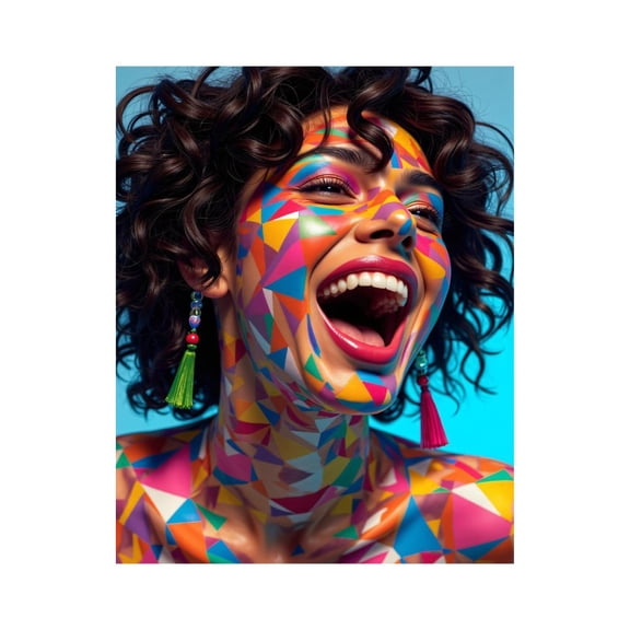 Paint by Numbers Kit for Adults, Colorful Geometric Face Art Laughter Paint by Numbers, Easy Paint by Numbers Kit for Adults Beginner, DIY Adult Paint by Number Kits on Canvas, 12x16in Home Decor