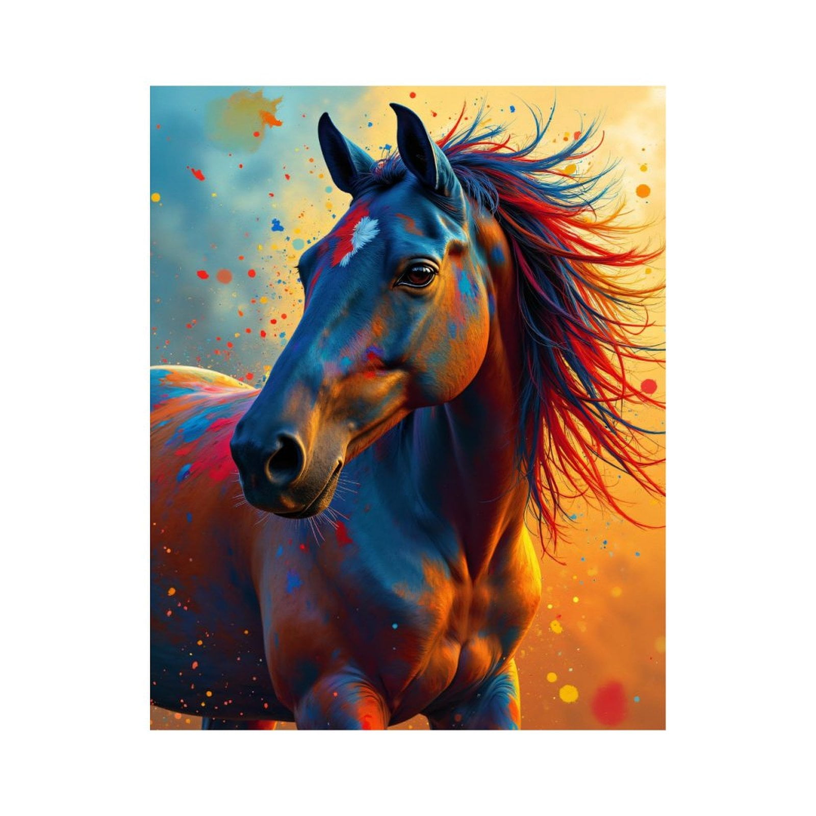 Paint by Numbers Kit for Adults, Colorful Horse Vibrant Background Paint by Numbers, Easy Paint by Numbers Kit for Adults Beginner, DIY Adult Paint by Number Kits on Canvas, 12x16in Home Decor