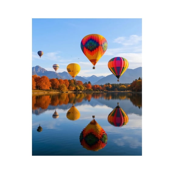 Paint by Numbers Kit for Adults, Colorful Hot Air Balloons Over Lake Paint by Numbers, Easy Paint by Numbers Kit for Adults Beginner, DIY Adult Paint by Number Kits on Canvas, 12x16in Home Decor