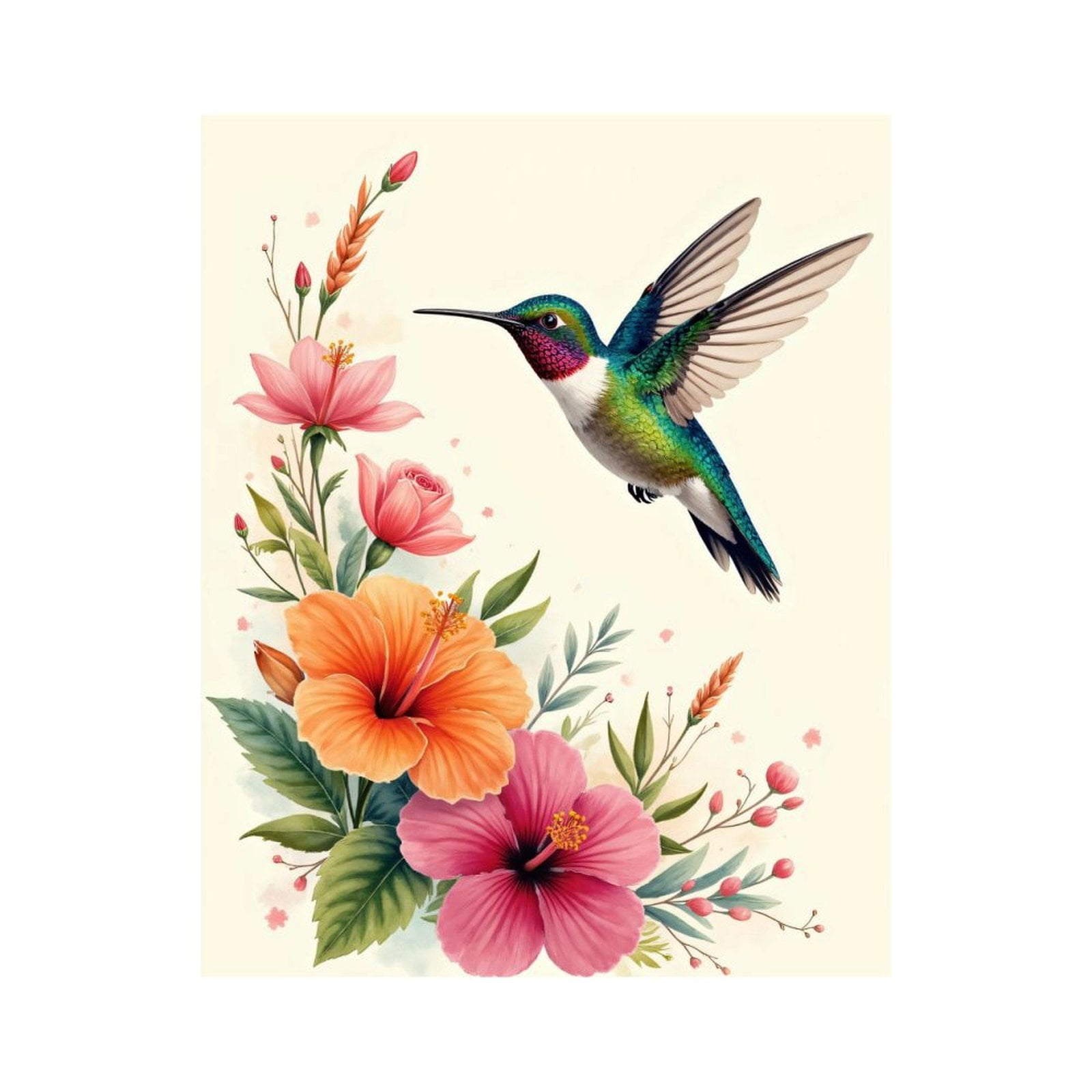 Paint by Numbers Kit for Adults, Colorful Hummingbird Floral Art Paint by Numbers, Easy Paint by Numbers Kit for Adults Beginner, DIY Adult Paint by Number Kits on Canvas, Home Decor