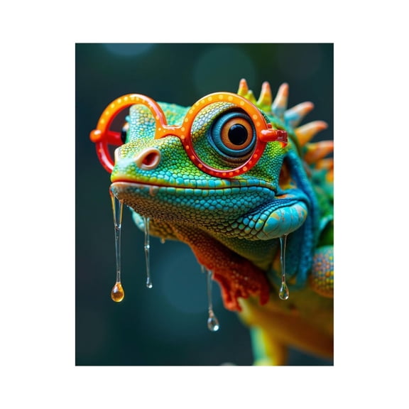 Paint by Numbers Kit for Adults, Colorful Lizard Wearing Glasses Paint by Numbers, Easy Paint by Numbers Kit for Adults Beginner, DIY Adult Paint by Number Kits on Canvas, Home Decor