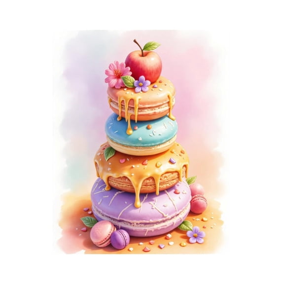 Paint by Numbers Kit for Adults, Colorful Macaron Dessert Tower Paint by Numbers, Easy Paint by Numbers Kit for Adults Beginner, DIY Adult Paint by Number Kits on Canvas, Home Decor