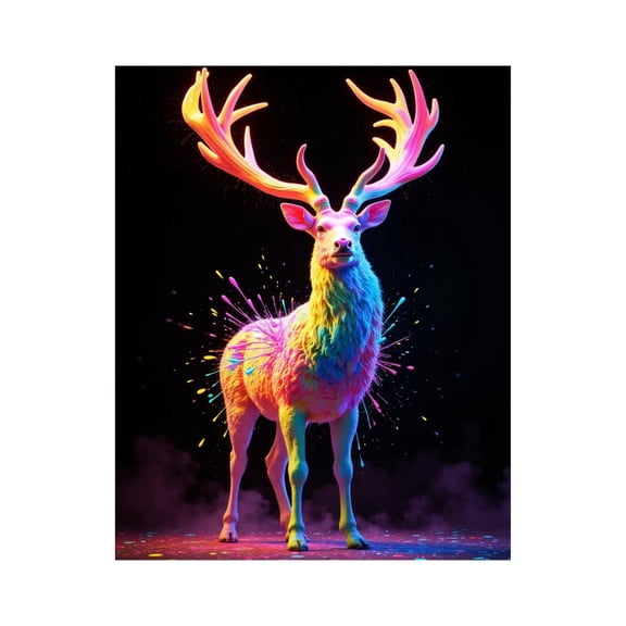 Paint by Numbers Kit for Adults, Colorful Neon Stag Splatter Art Paint by Numbers, Easy Paint by Numbers Kit for Adults Beginner, DIY Adult Paint by Number Kits on Canvas, Home Decor