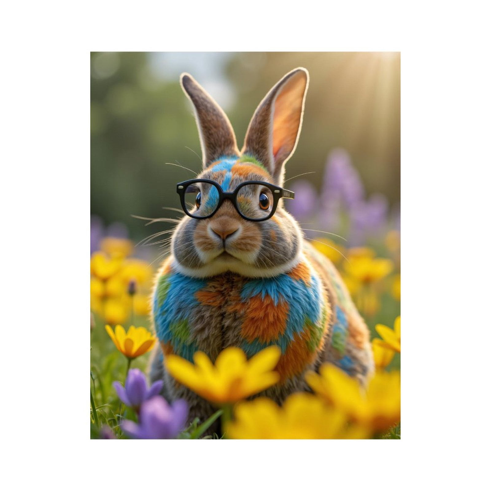 Paint by Numbers Kit for Adults, Colorful Rabbit Glasses Flower Meadow ...