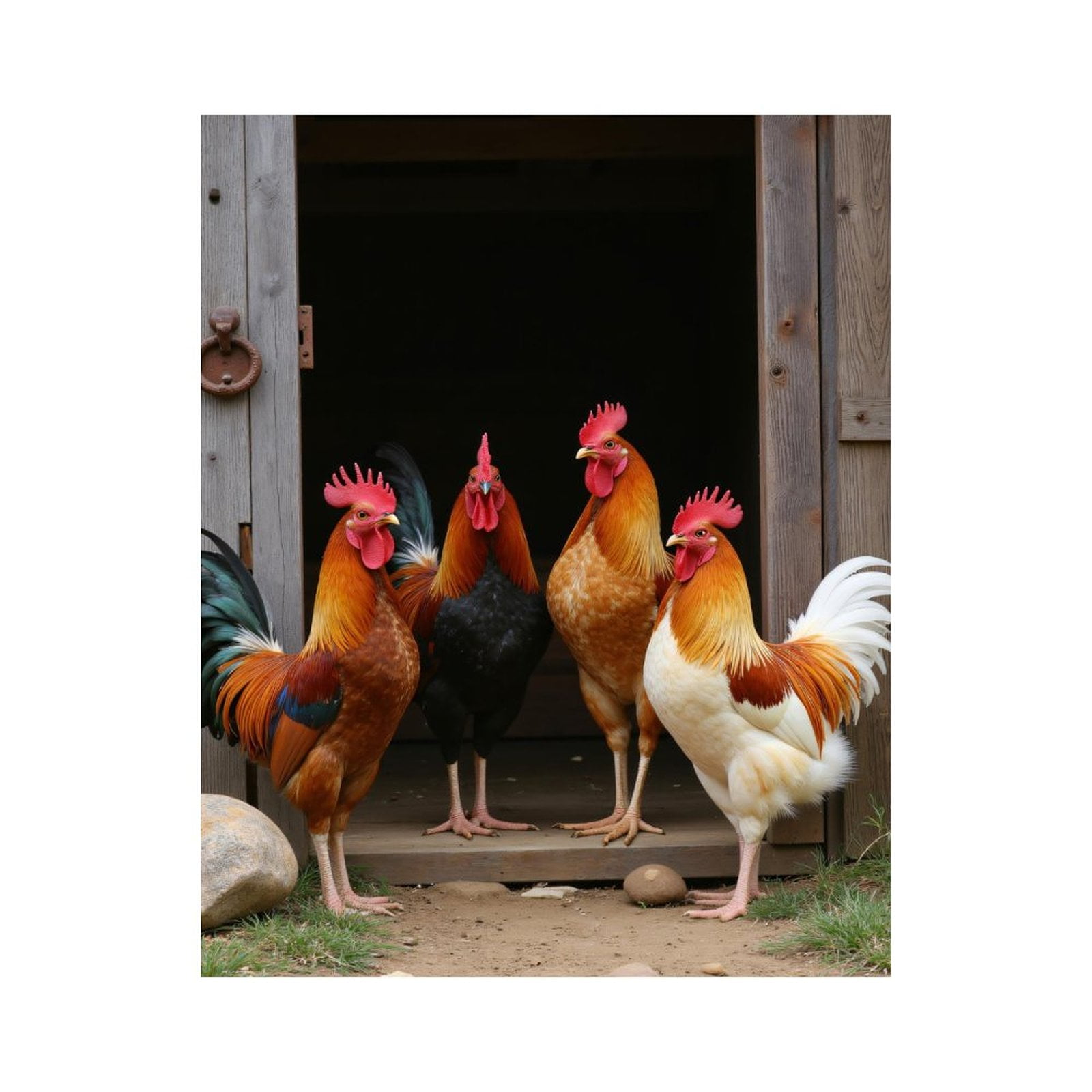 Paint by Numbers Kit for Adults, Colorful Roosters Standing Together ...