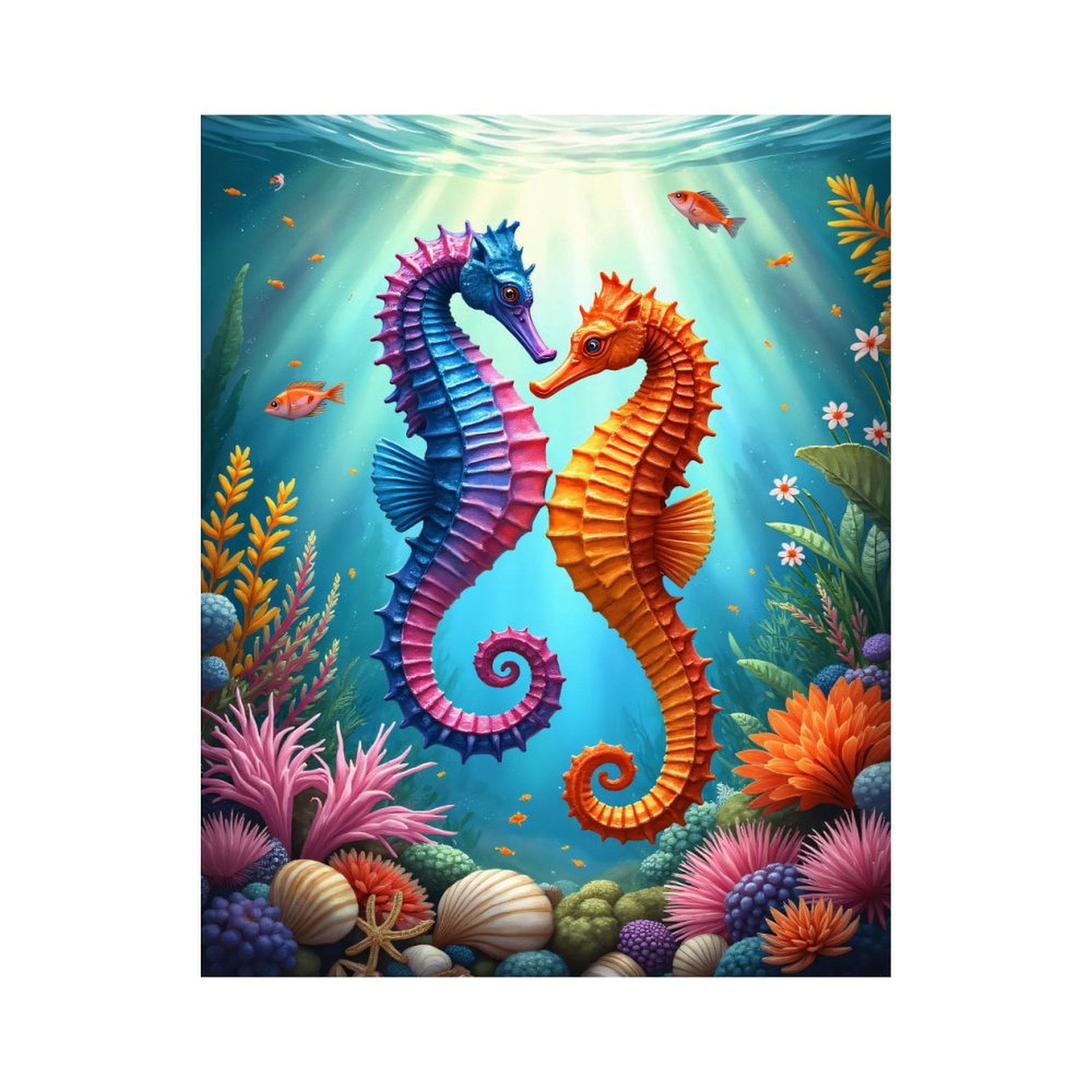 Paint by Numbers Kit for Adults, Colorful Seahorses Ocean Scene Paint by Numbers, Easy Paint by Numbers Kit for Adults Beginner, DIY Adult Paint by Number Kits on Canvas, Home Decor