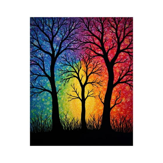 Paint by Numbers Kit for Adults, Colorful Silhouette Trees Art Background Paint by Numbers, Easy Paint by Numbers Kit for Adults Beginner, DIY Adult Paint by Number Kits on Canvas, 12x16in Home Decor