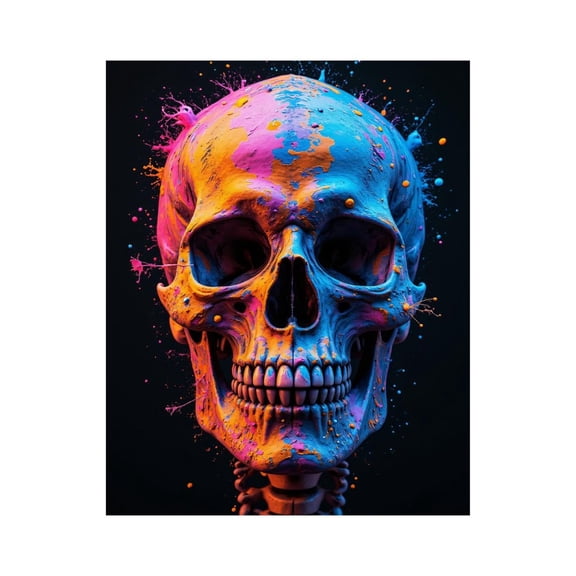 Paint by Numbers Kit for Adults, Colorful Skull Art Vibrant Splatter Paint by Numbers, Easy Paint by Numbers Kit for Adults Beginner, DIY Adult Paint by Number Kits on Canvas, Home Decor