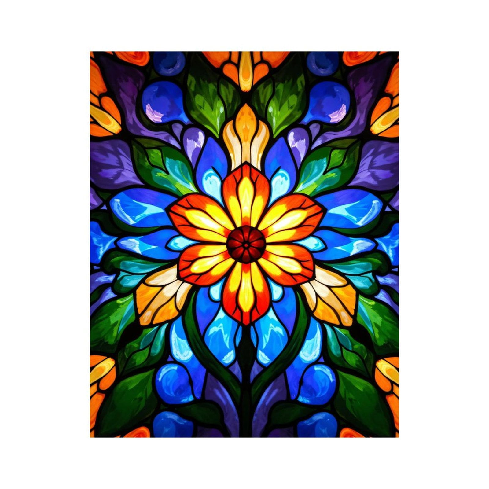 Paint by Numbers Kit for Adults, Colorful Stained Glass Floral Pattern Paint by Numbers, Easy Paint by Numbers Kit for Adults Beginner, DIY Adult Paint by Number Kits on Canvas, Home Decor