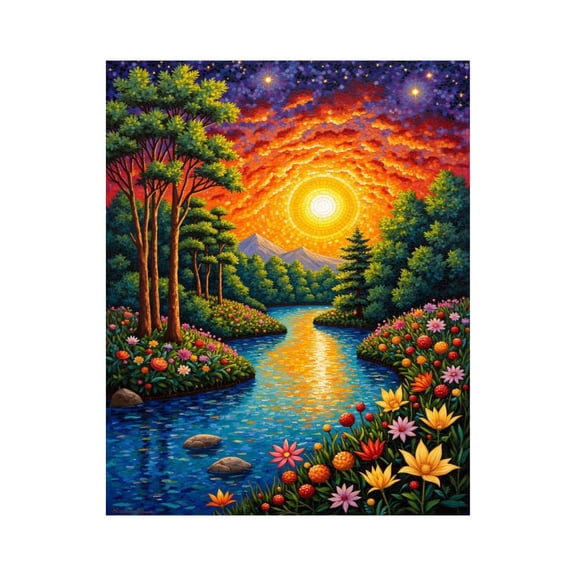 Paint by Numbers Kit for Adults, Colorful Sunset River Landscape Paint by Numbers, Easy Paint by Numbers Kit for Adults Beginner, DIY Adult Paint by Number Kits on Canvas, Home Decor