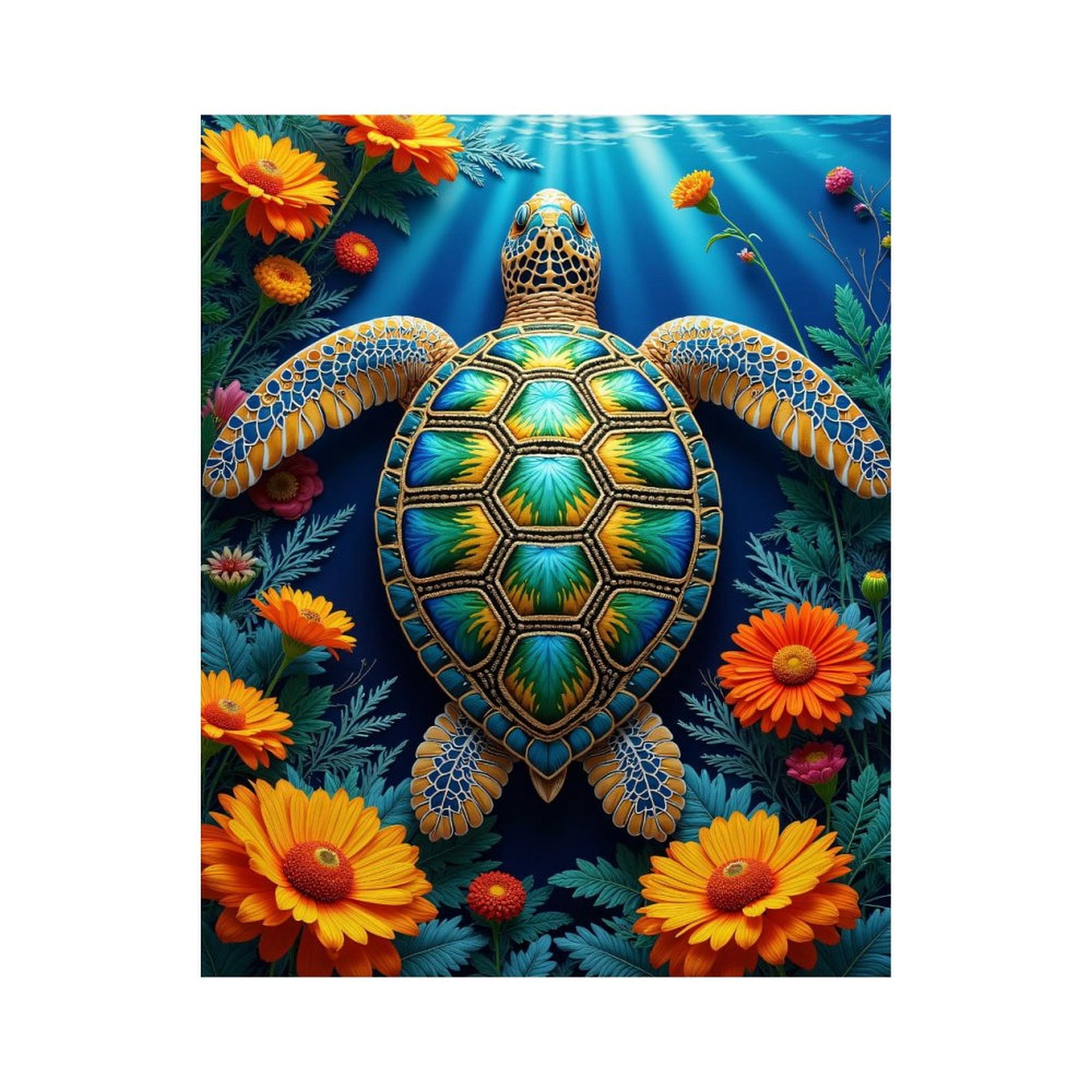 Paint by Numbers Kit for Adults, Colorful Turtle Floral Sea Scene Paint ...
