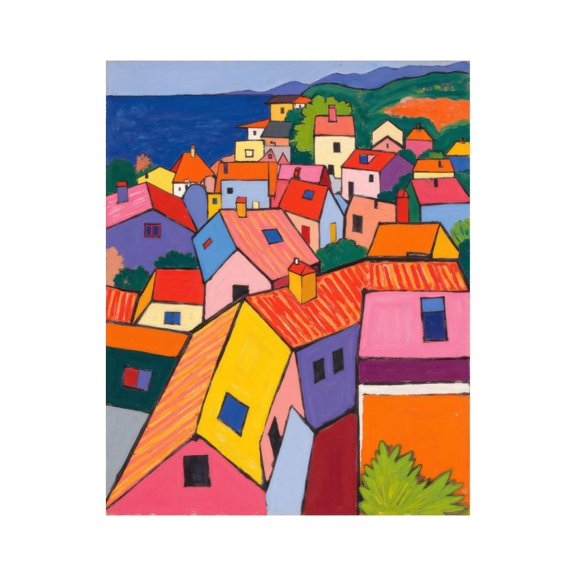 Paint by Numbers Kit for Adults, Colorful Village Rooftops Painting Paint by Numbers, Easy Paint by Numbers Kit for Adults Beginner, DIY Adult Paint by Number Kits on Canvas, 12x16in Home Decor